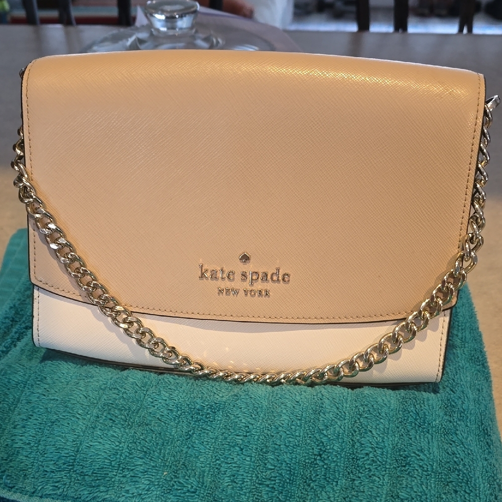 Kate Spade Tan and White Crossbody Bag